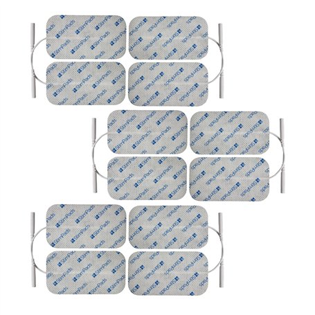 StimPads Lot de 12 électrodes EMS et TENS - 50 x 90 mm - Avec connecteur universel à broches de 2 mm - Électrodes adhésives fiab