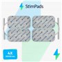 StimPads Lot de 4 électrodes EMS et TENS - 50 x 90 mm - Avec connecteur universel à broche de 2 mm - Électrodes adhésives fiable