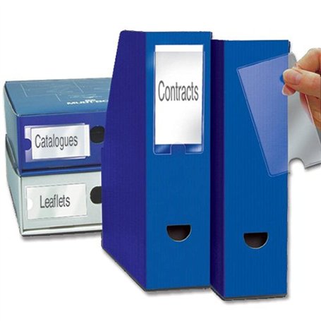 3L Porte étiquette polypropylène Auto-adhésif avec Inserts 75x150mm Ref 10350 Lot de 3