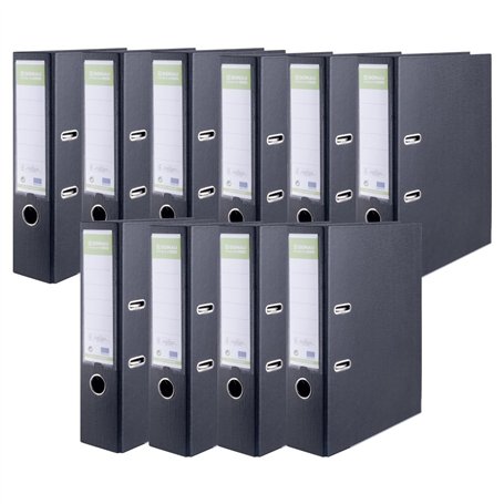 DONAU PREMIUM MAXI FSC Classeur de Bureau / A4/ 80mm - 8 cm/Noir / 10 pièces/Lot de 10 Classeurs à Levier/Classeurs avec certifi