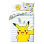 Parure de lit réversible pour enfant Pokémon Go Pikatchu Renforcé – 140 x 200 cm + 70 x 90 cm – 100 % coton Pokémon – Parure de
