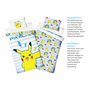 Parure de lit réversible pour enfant Pokémon Go Pikatchu Renforcé – 140 x 200 cm + 70 x 90 cm – 100 % coton Pokémon – Parure de 