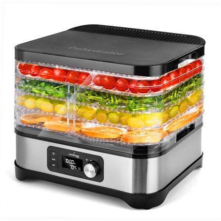 Lehmann Déshydrateur en acier inoxydable 450W | avec régulateur de température 35-70°C | Séchoir pour fruits