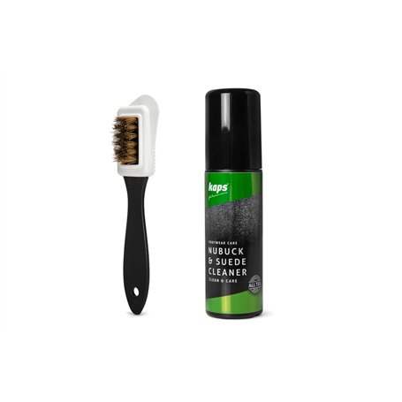 Kaps Nettoyant pour Bottes en Cuir Nubuck et Daim avec Capuchon Applicateur et Brosse à Chaussures à 4 Côtés; Shampoing Détachan