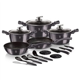 Berlinger Haus, Batterie de Cuisine de 17 Pièces, Metallic Line Carbon Pro Edition, Collection Carbon Pro, en aluminium forgé et Berlinger Haus