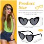 Lot de 8 paires de lunettes de soleil rétro en forme de cœur - Noires - En forme de cœur - Style hippie des années 90 - Avec pro