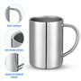 Lot de 2 tasses en acier inoxydable à double paroi de 400 ml avec poignées pour boissons chaudes et froides comme le lait/café/j