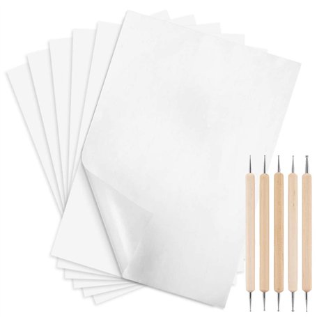 Lot de 100 feuilles de papier de transfert carbone blanc avec stylets de marquage pour transfert de motifs sur bois