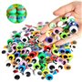 Geluode 1700 pièces Plastique Yeux Mobiles, Autocollant Wiggle Eyes pour DIY Craft Scrapbooking Accessories Doll Making Toys Yeu