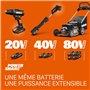 WORX WX030.9-Aspirador de coche 20V (S/Bat) Aspirateur de Voiture 20 V, Noir