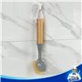 MR.SIGA Brosse à Vaisselle Grattoir Intégré avec Poignée en Bambou, Brosse à Récurer pour Nettoyage des Plates, Casseroles Évier
