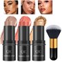 Mrettick 3 Pcs Contour Surligneur Bâton Crème Fard À joues Pour Joues Yeux Lèvres Léger Dewy Finish Bronzer Imperméable Longue D