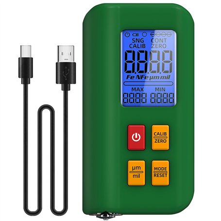 BSIDE T2 Jauge d'Épaisseur Numérique Rechargeable Appareil de Mesure de Peinture avec Triple Affichage 0-1500µm Fe/NFe Mesure Au