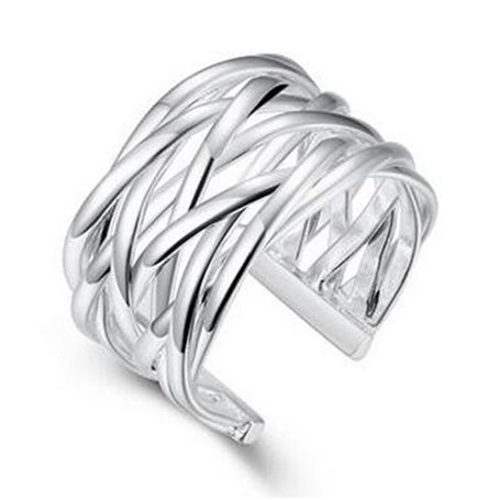 BROWOL Femme Fille Bague femme argent 925 Fantaisie Entrelacées Bagues Réglable
