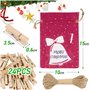 24 Sachets Calendrier de l'Avent Noël 2022 avec Pinces Clips Bois et Cordon Jute Cadeaux Sac à Suspendre Compte à Rebours Décora