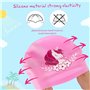 Bonnet de Bain Enfant Licorne en Silicone Bonnet Natation Imperméable Bonnet Piscine pour Fille Cheveux Longs avec Bouchons d'or