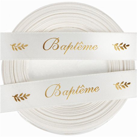 BETESSIN 2CMx22M Rouleau Ruban de Satin Blanc pour Décoration Baptême Emballage Cadeau Bougies Bouquet Bricolage