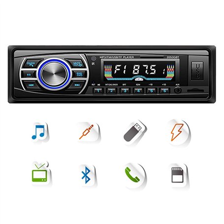 DONGMAO Autoradio 12V-24V OLED Écran Couleur Bluetooth FM Turner Aux-in Prise en Charge Bluetooth USB/Lecteur de Cartes SD/MMC L