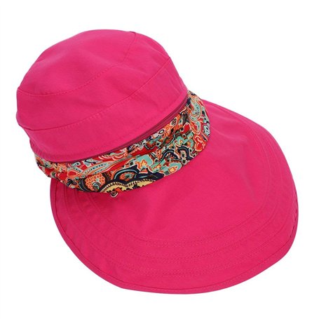 Femme Casquette Visière Large Bord Chapeau de Soleil Plage Voyage Eté Capeline de Camping Pêche Vélo Jardinage Pliable Protectio