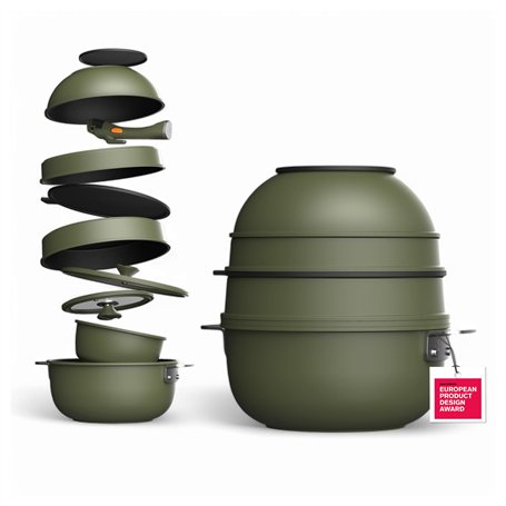 MasterPRO SHARE & PLAY | Ensemble de 10 ustensiles de cuisine empilables | Manche amovible | Peu encombrant | Fonte d'aluminium