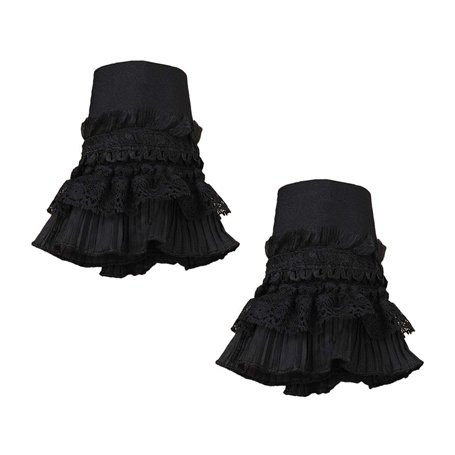 Tandou Manchettes chauffe-pouls pour femme - Rétro gothique - Avec boutons amovibles - Noir - 21 cm - Décontracté