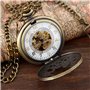 JewelryWe Montre à Gousset Homme Mécanique Automatique,Montres de Poche à Quartz Vintage Bronze,Montre Gousset Steampunk Homme R
