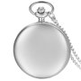 JewelryWe Pendentif Collier Montre de Poche Gousset Ronde Poli Quartz Chiffre Simple Lisse Couverture Chic Alliage Couleur Argen