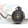 JewelryWe Montre de Poche Gousset Squelette Mécanique Manuel Rayure Toile d'Araignée Chiffres Romains Pendentif Collier Alliage 
