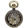 JewelryWe Montre de Poche à Gousset Pendantif Mode Rétro Creux Papillon Fleurs Ronde Bronze Pendentif Collier Chaîne