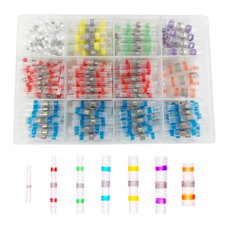 400 PCS Joint de Soudure Connecteur de Fil Isolés 7 Tailles de Etanche Cosse Soudure avec Gaine Thermoretractable Thermorétracta