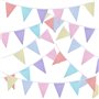 BETESSIN 10M Fanions Pastel Guirlande Bannière Banderole Drapeaux Bunting Banner Triangle en Toile Vintage Champêtre Decoration