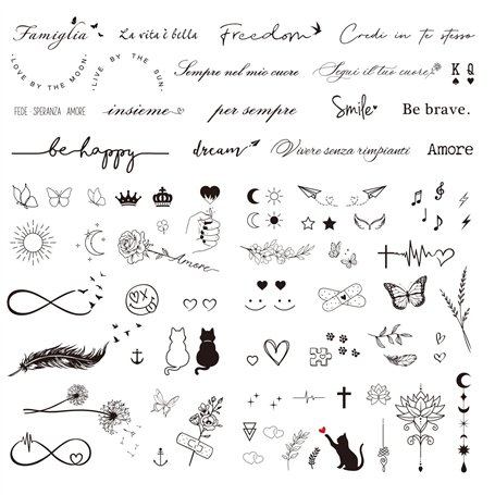 GEBETTER 6Feuilles Tatouage Temporaire Italien Autocollant Tatouage Ephémère Etanche pour Garçon Fille