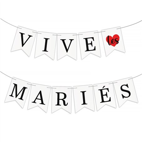 1Pc Banderole VIVE les MARIES Guirlande Just Married pour Décoration Voiture Mariage Fiançailles avec Ruban
