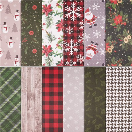 24 Feuilles Noël Matériel Scrapbooking en Papier Accessoires Décoratifs Bricolage Papeterie pour Décoration Noël Carte de Vœux J