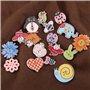 Create idea 100pcs Boutons en Bois Dessin Animé Motif Aléatoire Mignon Animal Fleur Décoratif Imprimé Boutons Ornements pour Bri