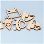 Create idea 100pcs Embellissements Bois Thème des Transports Fusée Avion Vélo Copeaux de Bois Tranches de Bois Décoratives pour 