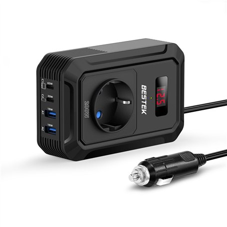 BESTEK Convertisseur 12v 220v 230v 240v 200W Prise Allume Cigare Transformateur de Tension