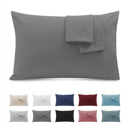 Taie Oreiller 50x70 Lot de 2 en Premium Microfibre - avec Fermeture Éclair Invisible- Housse Coussin Doux