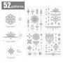 4Pcs Tatouage Temporaire Fleur Noire Motif Mandala Autocollant Tatouage Ephémère Etanche pour Femme
