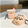 Derhom en Silicone Airpods Couverture Mignonne Drôle Compatible pour Apple Airpods 1 et 2 [Drôle Drôle Série] (Thé au Lait perlé