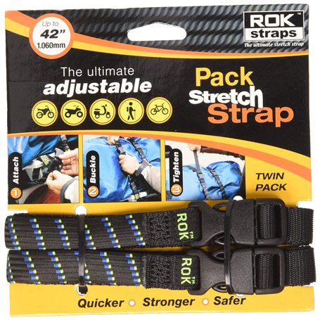 OXFORD Rok ROK305 Sangles MD réglables de 16 mm Noir + Bleu/Vert