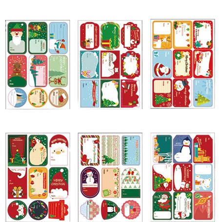 MQIAN 216 Pièces Stickers Étiquettes de Noël Stickers Étiquettes de Cadeaux Auto-Adhésives pour la décoration de Noël Emballage