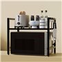 HMAKGG étagère Micro Onde 2 Niveaux, Support Four Micro Onde Extensible, Etagere Micro Ondes Cuisine Rangement, avec 4 Crochets,