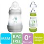 MAM Lot de 2 biberons anti-coliques de 160 ml - Avec tétine de taille 1 dès la naissance