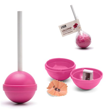 Lollypop Taille-crayon manuel amusant de qualité ressemble à des bonbons - Taille-crayon coloré inclus - Rose