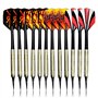 Sinwind Flechette Pointe Plastique, 12 Fléchettes avec 36 Ailettes (12 Styles) et 36 Pointes, Set de Flechettes à Pointe Souple