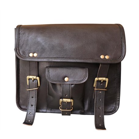 american blue Sac à outils de moto en cuir véritable marron guidon Sissy Bar Sac de voyage Vélo Sacoche de selle Pannier