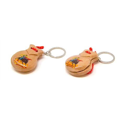 2 x naturel Porte-clés. mini châtaignettes. petit porte-clés instrument de musique. danse flamenco. petite. espagnol espagnol