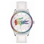 Lacoste Montre Analogique à Quartz pour Femme avec Bracelet en Cuir Argent et Blanc/Multicolor - 2000822