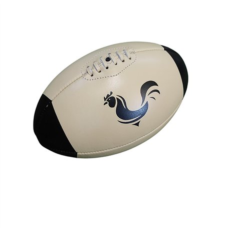 ALL SPORT VINTAGE - Ballon de Rugby en Cuir Vintage années 80 "Fier comme Un Coq- Cuir De Vachette - Cousu Main - Marque Françai